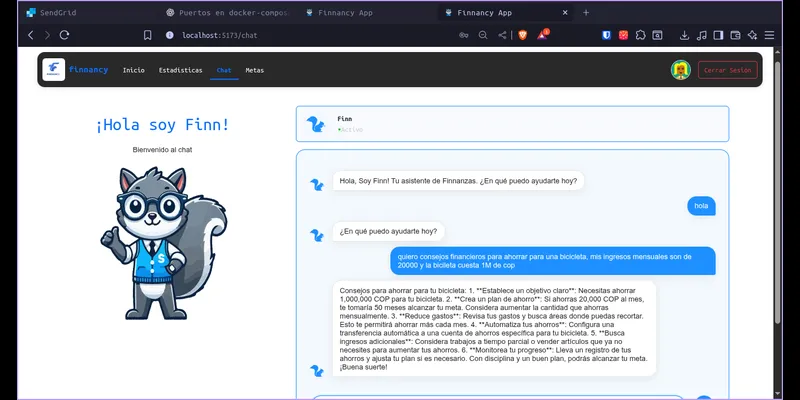 Captura de pantalla del proyecto Finnancy App - Finanzas personales con chat de IA