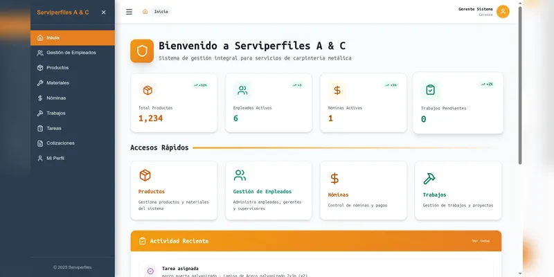 Captura de pantalla del proyecto Serviperfiles A&C App - Aplicación Web