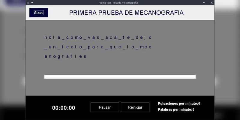 Captura de pantalla del proyecto Typing Speed Test - Aplicación para medir la velocidad de escritura